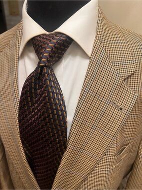 Hart Schaffner Marx Houndstooth Sport Coat Blazer Jacket Wool Men 40L